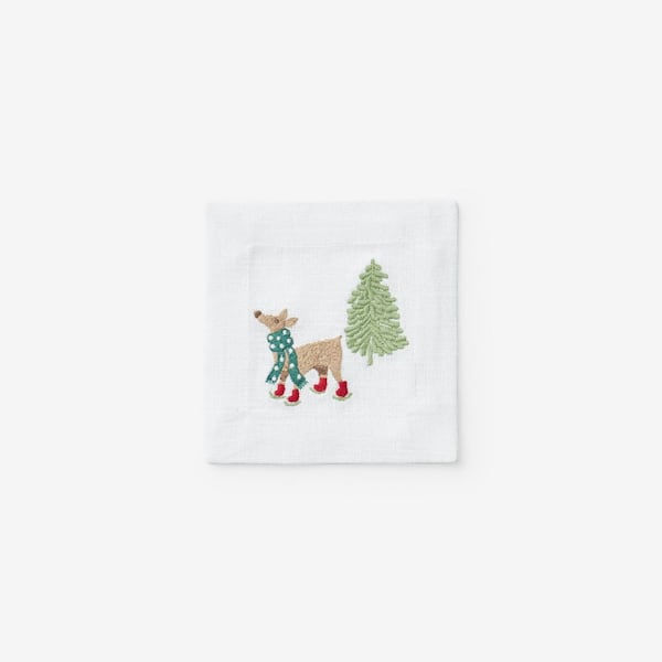 Company Cotton Embroidered Novelty 5 in. W x 5 in. H Green Cotton Napkins Set of 4