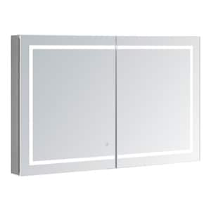 Royale Plus 40 in. W x 36 in. H Rectangular Medicine Cabinet with Mirror, Bi-View Door, LED Lighting, Mirror Defogger