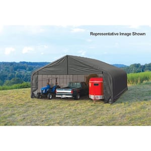 28 ft. W x 24 ft. D x 20 ft. H Steel and Polyethylene Garage Without Floor in Grey with Corrosion-Resistant Frame