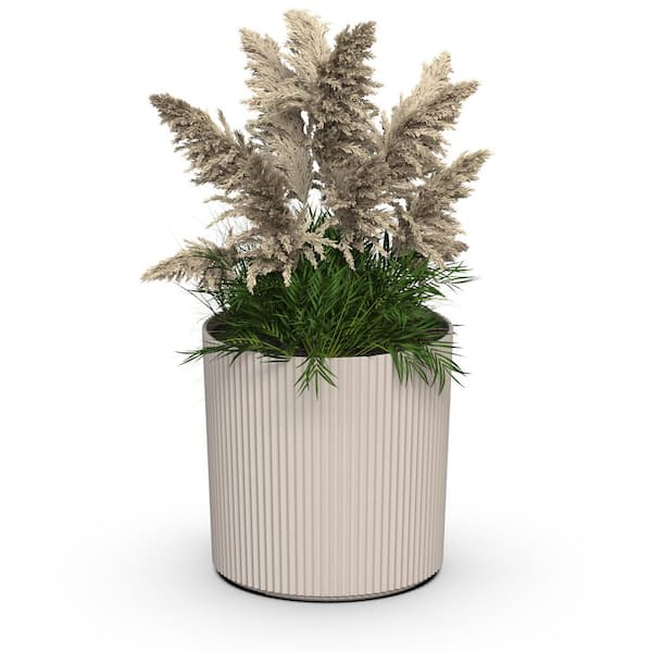Serene 14in DIA x 14in H Round Chai Plastic Plant Planter with Drainage Holes - Black, Size: 14 inch, 3072-CI