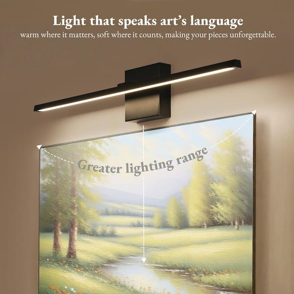 27.6 in. 1-Light Picture Light Black LED Vanity Light Bar for Bathroom Mirror Minimalist Wall Sconce Over Sink Lighting