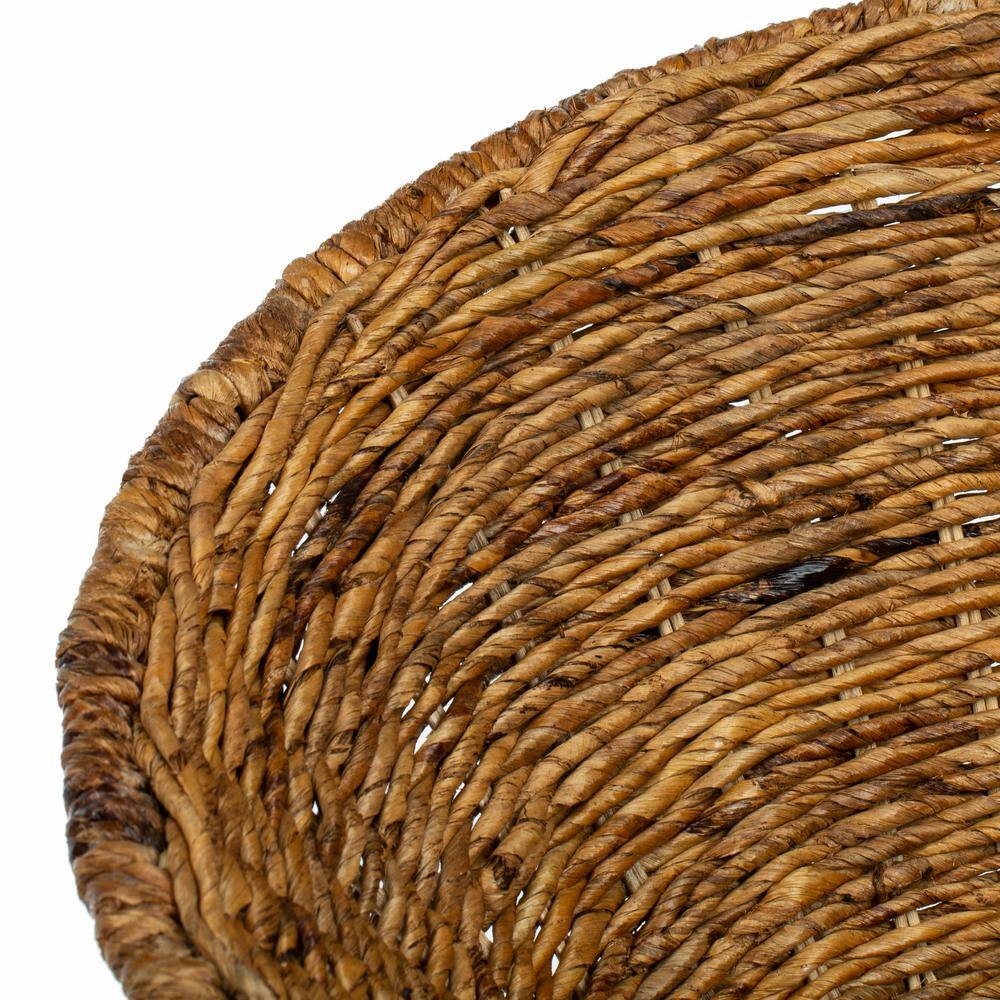 Natural Rattan and Dark Steel Geometric Papasan Accent Chair