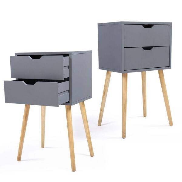 gray bedside table set of 2