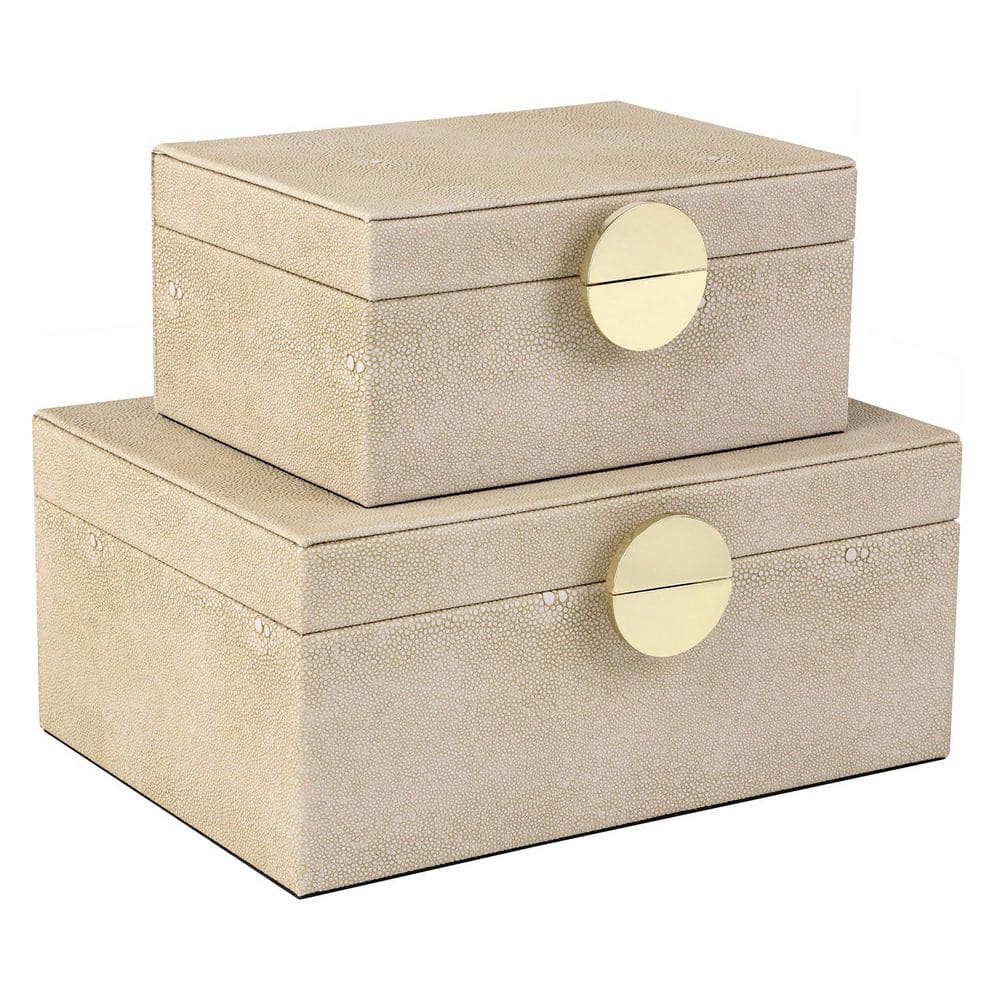Vegan Leather Jewelry Box Set of 2-Light Grey Decorative Organizer