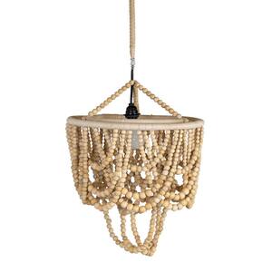 Aylin 27.5 in. Natural Indoor Hanging Lamp, Wood Beads