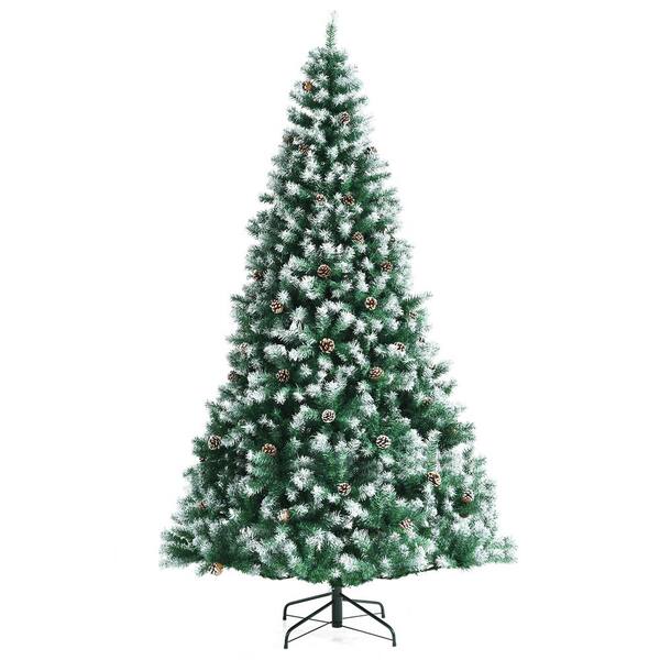 6Ft/7Ft Artificial Christmas Tree Flocked Snow Holiday Party Decor w/Stand LED