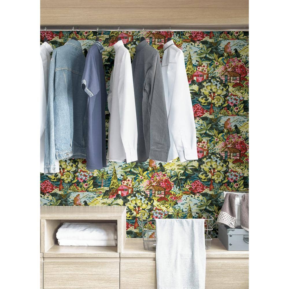 Multicolor Scenic Cabin-Core Peel & Stick Wallpaper Roll