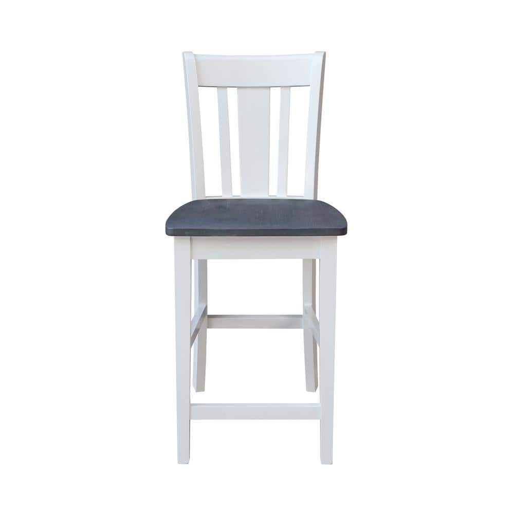 San Remo 24" White and Heather Gray Solid Hardwood Counter Stool