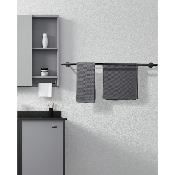 Thicken SUS 304 Stainless Steel Double Round Bar 36 in. Wall Mount Towel Bar Bath Hardware Accessory in Matte Black