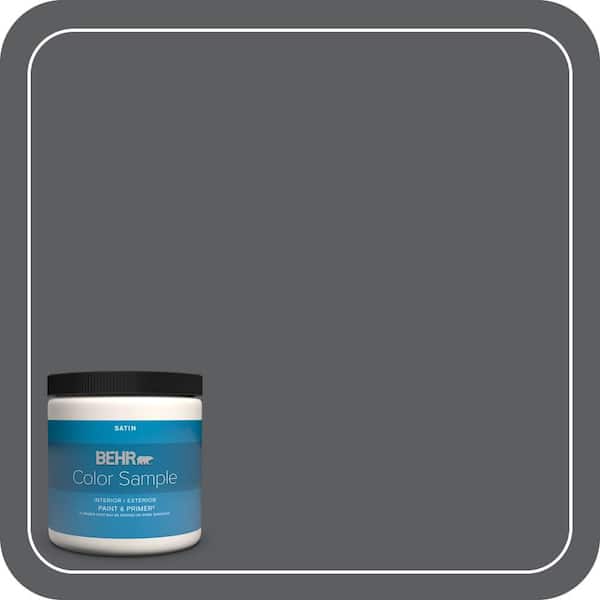 BEHR PREMIUM PLUS 8 oz. #N500-6 Graphic Charcoal Satin Enamel Interior/Exterior Paint & Primer Color Sample