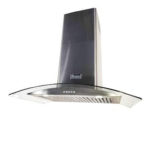 30 in. 500 CFM Ducted Wall or Ceiling Vented Wall Mounted Designer Glass Range Hood in Stainless Steel