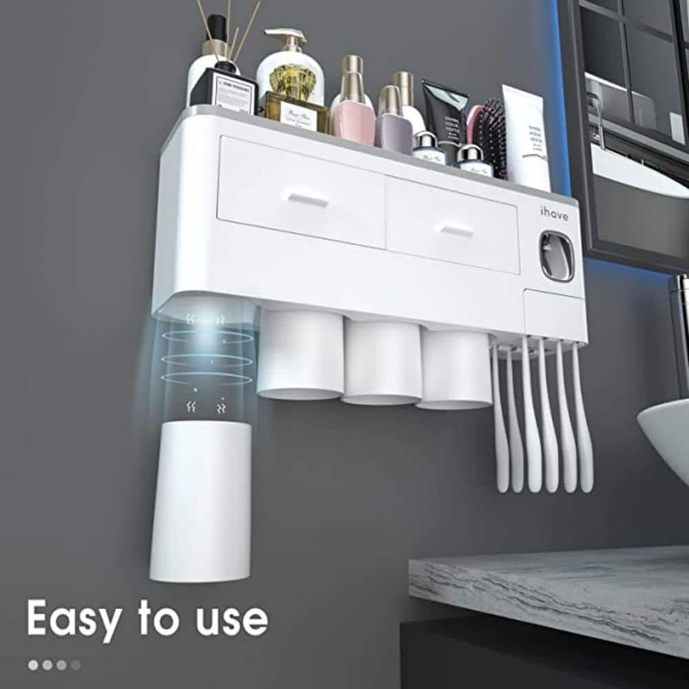 4-Slot Burnt Wood Wall Mounted Toothbrush and Toothpaste Holder