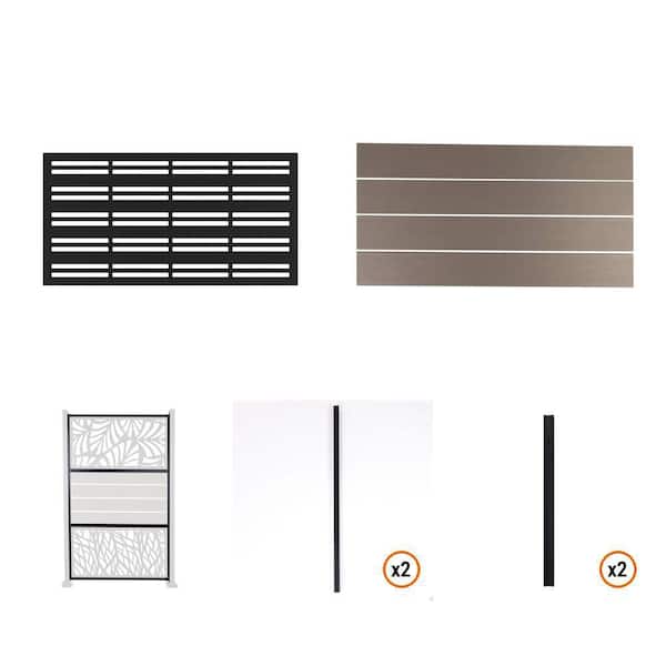 Pier Privacy Screen, Gray, 4-Pack, Frame, Posts, Extensions