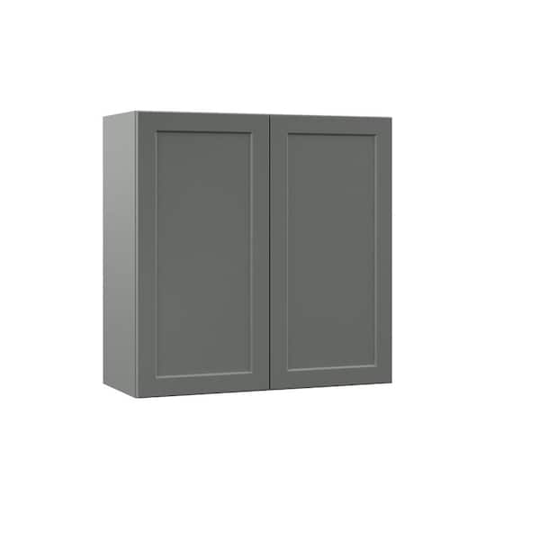 Hampton Bay Designer Series Melvern Storm Gray Shaker Assembled Wall Kitchen Cabinet 30 In X 1715