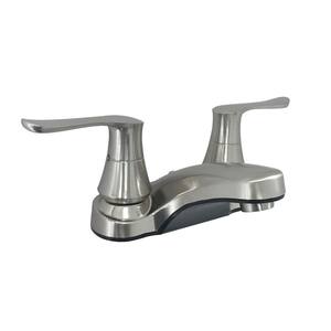 RV Non-Metallic Bathroom Faucet with Solid Saber Handles - 4 in., Brushed Nickel
