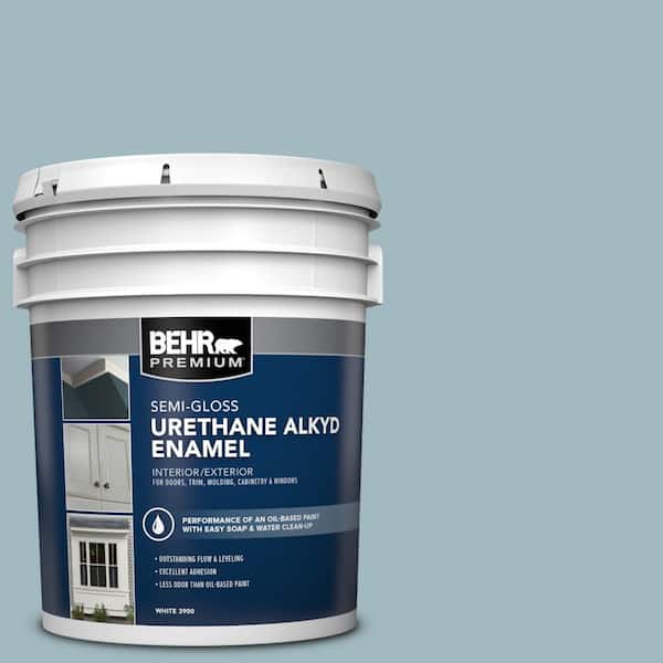 5 gal. #BIC-23 Hopeful Blue Urethane Alkyd Semi-Gloss Enamel Interior/Exterior Paint