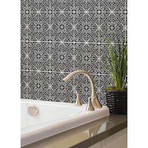 Subway Carrara Black and White 10 in. x 10 in. 0.025 in. PVC Peel and Stick Tiles Sample (0.69 sq. ft./pack)