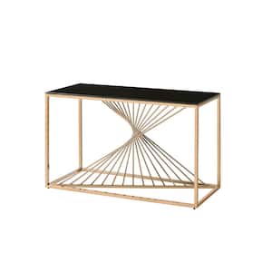 Andromeda 47.25 in. Gold Rectangular Glass Top Console Table