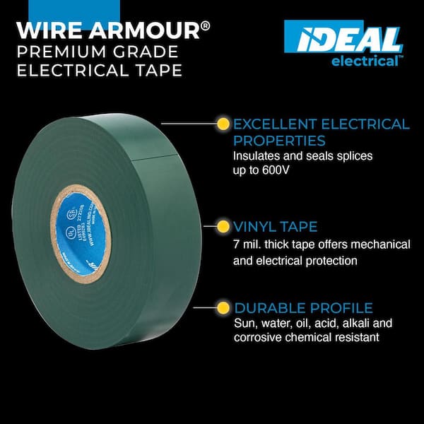 Wire Armour 3/4 in. x 66 ft. Premium Vinyl Tape, Green (10-Pack)