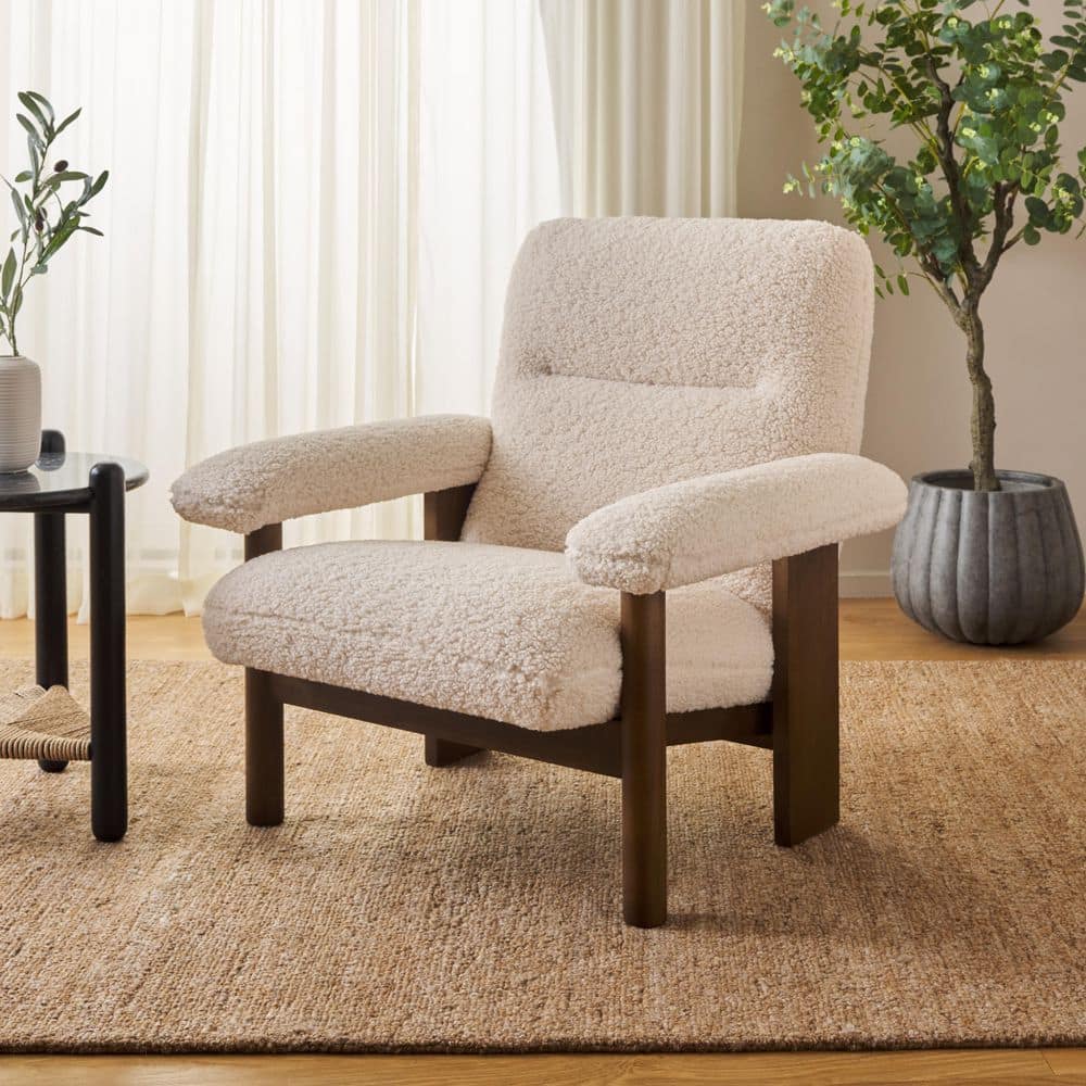 Attwell Brown/Cream Boucle Upholstered Reclined Side Chair