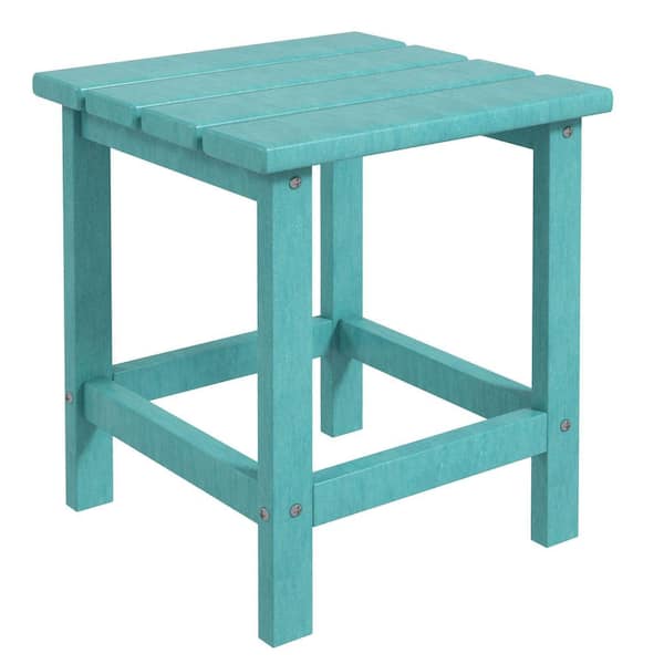 AFAIF 15 in. Green HDPE Plastic Side Table, Outdoor End Table for Adirondack Chair, Backyard or Lawn