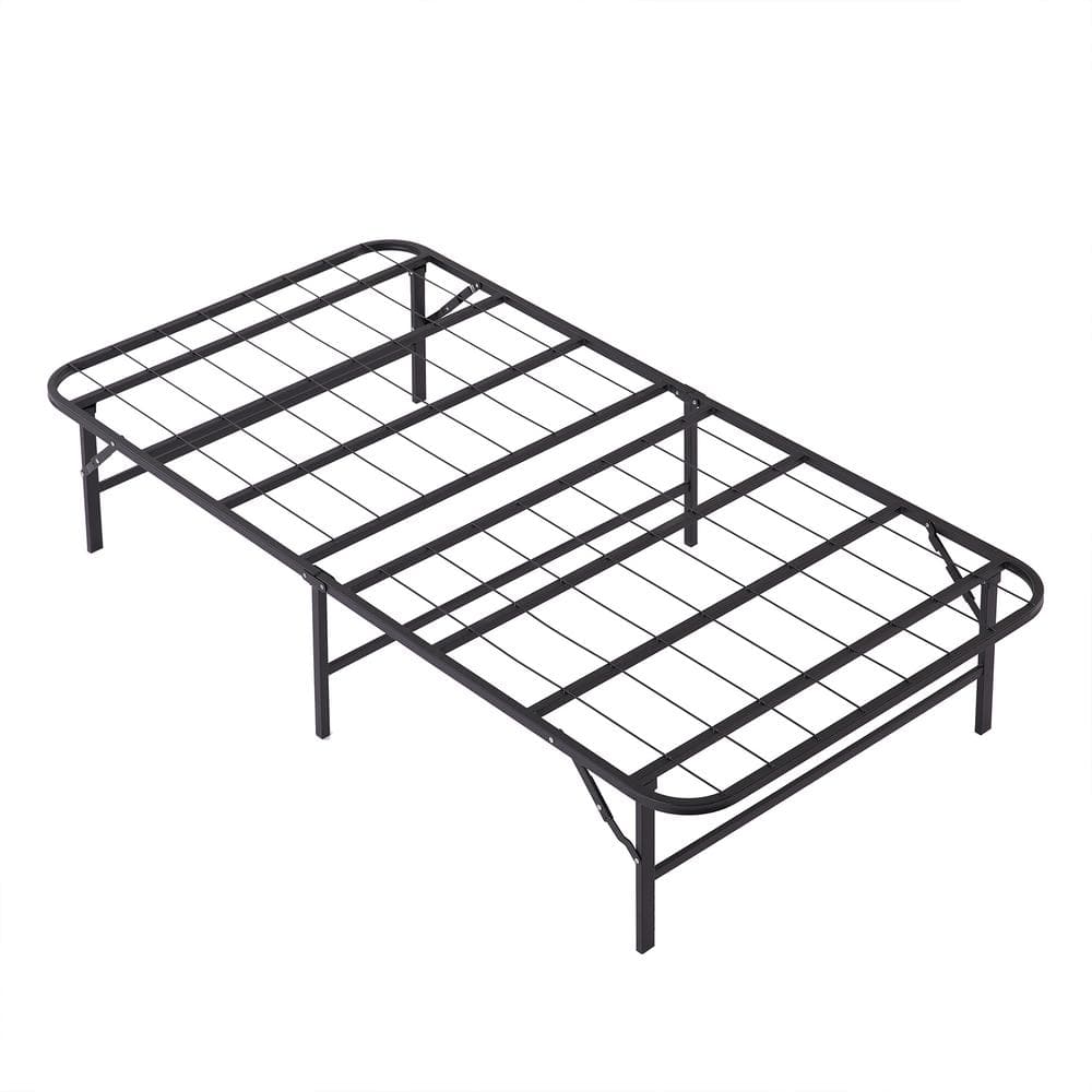 VECELO Folding Bed Frame, Twin Black Metal No Tools Required, Platform