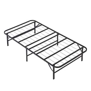 Folding Bed Frame, Twin Black Metal No Tools Required, Platform Mattress Base, 14 in. H, Ideal for Guest Rooms