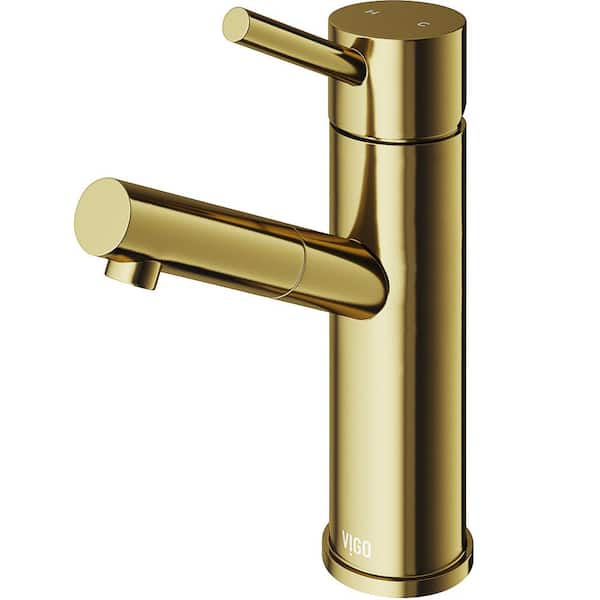 VIGO Noma Single Handle Single-Hole Bathroom Faucet in Matte Brushed Gold