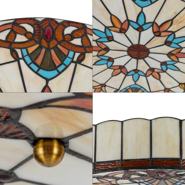 OUKANING 19.68 in. 4-Light Colorful Mosaic Vintage Tiffany