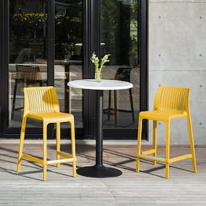 Milos Gold Stackable Plastic Outdoor Bar Stool (2-Pack)