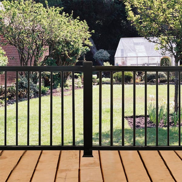 Arlington 3 in. x 3 in. x 54 in. Textured Black Aluminum Post Kit