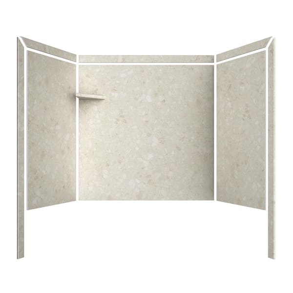 Elite 32 in. x 60 in. x 60 in. 9-Piece Easy Three-Piece Glue Up Adhesive Tub Surround in Calabria