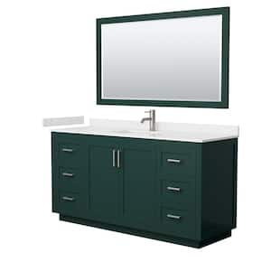 Miranda 66 in. W x 22 in. D x 33.75 in. H Single Sink Bath Vanity in Green with Carrara Cultured Marble Top and Mirror