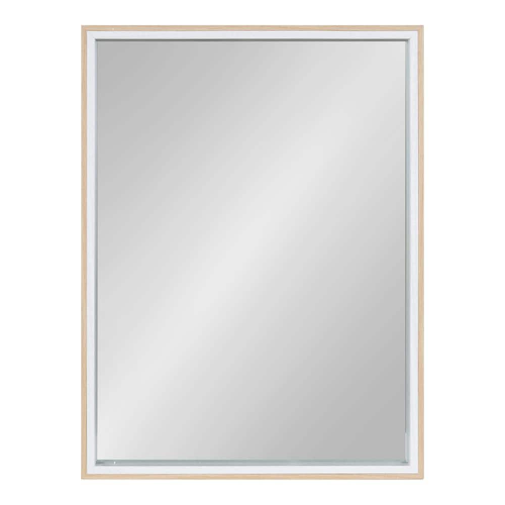 Gibson 18x24 White and Natural Wood Rectangular Wall Mirror
