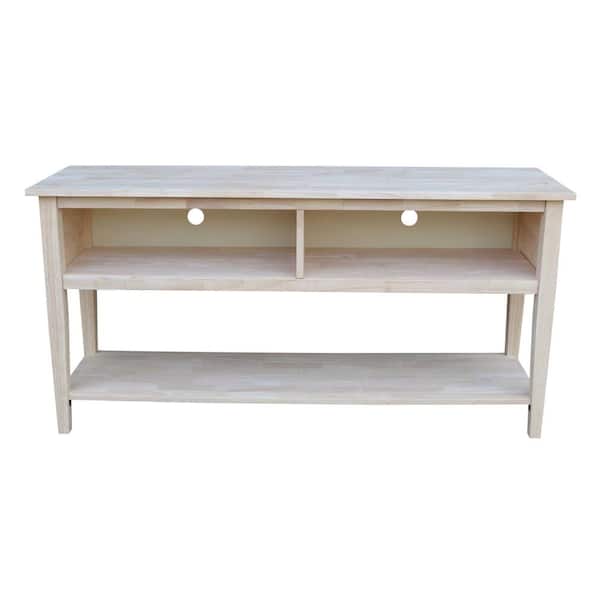 International Concepts 60 in. Unfinished Wood TV Stand Fits TVs Up to 60 in. with Cable Management