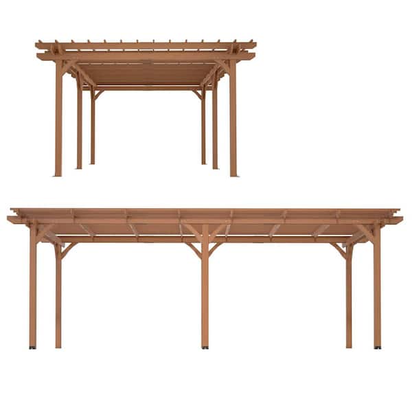 12 ft. x 16 ft. Brown Outdoor Gazebo Wooden Grape Pergola for Climbing Plant Support, Garden, Terrace, Backyard, Deck