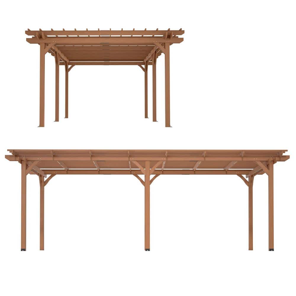 12 ft. x 16 ft. Brown Outdoor Gazebo Wooden Grape Pergola for Climbing Plant Support, Garden, Terrace, Backyard, Deck price history on PriceWatchPro