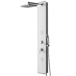 2-Jet Rainfall Glass Shower Panel System with Waterfall Shower Head and Shower Wand in Polished Chrome