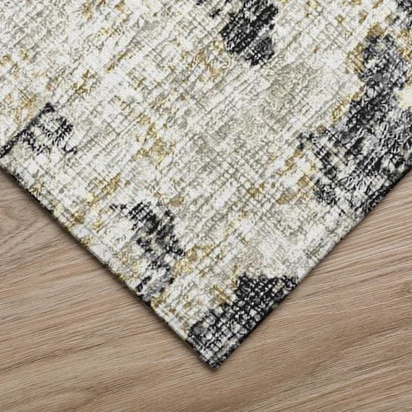 Accord Beige 1 ft. 8 in. x 2 ft. 6 in. Abstract Indoor/Outdoor Washable Area Rug