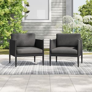 Richly Rari Aluminum Outdoor Club Chair with Black Cushions (2-Pack)