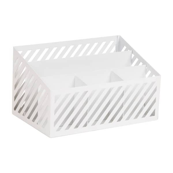 White 5.3 in. W x 4.75 in. H Metal Desktop Organizer and Mail Sorter with Five Compartments