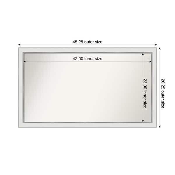 Amanti Art Medium Rectangle Satin White Silver Casual Mirror (26 in. H x 45 in. W)