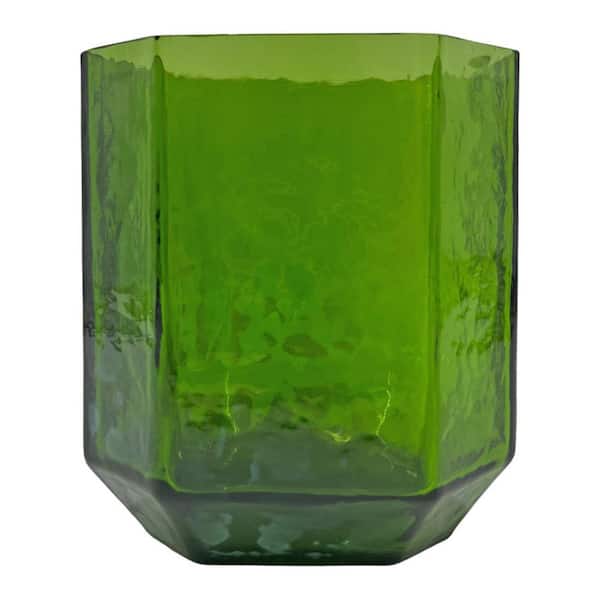 Green 6 in. Geometric Glass Vase