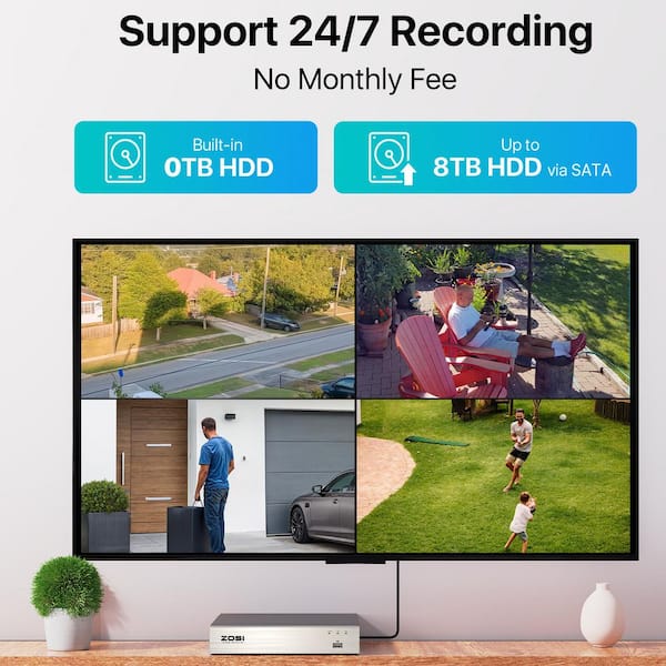 ZOSI 8-Channel H.265+ 5MP-Lite DVR Security Camera System with 4X