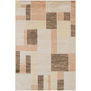Astra Machine Washable Beige Multicolor 2 ft. x 4 ft. Geometric Contemporary Area Rug