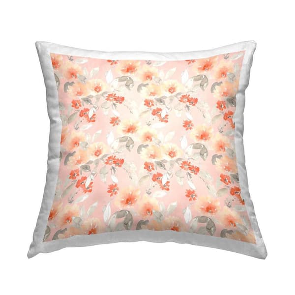 Stupell Industries Floral Pattern on Pink Pink Floral Polyester 18 in. x 18 in. Throw Pillow