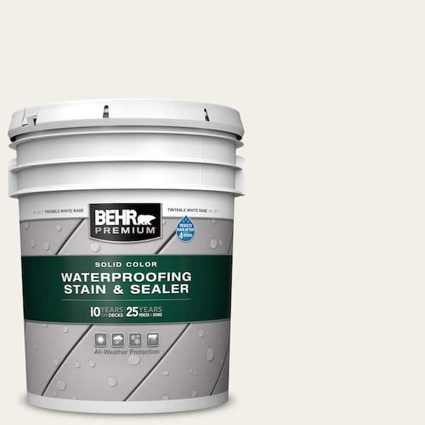 BEHR PREMIUM 5 gal. #SC-337 Pinto White Solid Color Waterproofing Exterior Wood Stain and Sealer