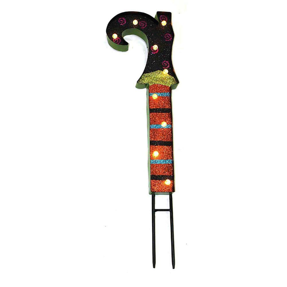 28 in. Metal Witch Boot Stake with 9-Lights