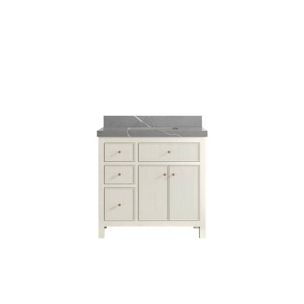 Willow Collections Sonoma 36 in. Single Sink Freestanding Alabaster Bath Vanity with Piatra Gray Quartz Top Unassembled