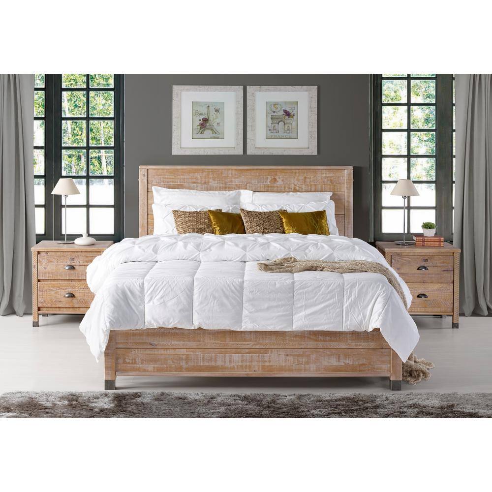 Baja Elegance 2-Drawer Barnwood Nightstand with Steel Accents